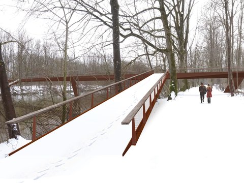 Ponte pedonale e ciclabile attraverso l'Isar