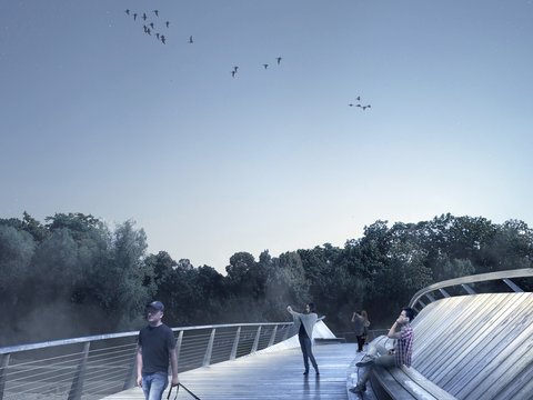 Fußgänger- und Radwegbrücke "Klenzesteg" über die Isar