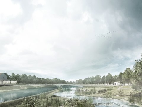 Pedestrian and bicycle path at the sluice weir