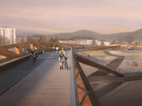 Bicycle trail and footpath over the Neckar River